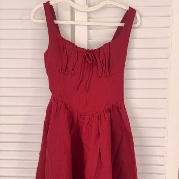 NWOT Reformation Balia Linen Midi / Maxi Dress in Sundried Tomato Red - Picture 8 of 14